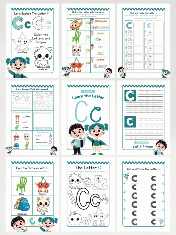 حزمة مصغرة أنشطة الحروف الإنجليزية للأطفال A–H PDF جاهزة للطباعة + هدية 8 شهادات